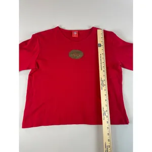 NFL Chiefs Long Sleeve Top Red Gold Logo V Neck Cotton Size L thumbnail 3