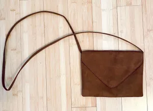 Never Worn Brown Suede Envelope Crossbody Bag thumbnail 1