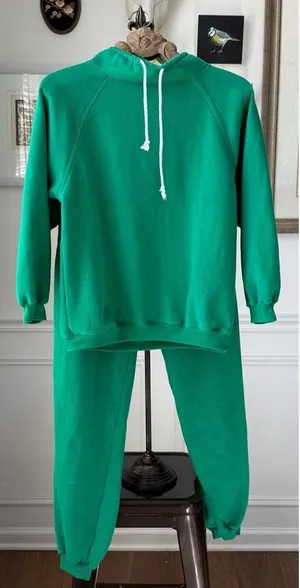 Vintage 80s 90s Boundary Waters Green Sweatsuit Track Suit Sweatshirt Sweatpants thumbnail 1