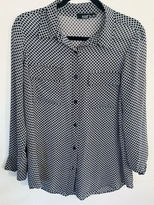 a.n.a Black and White Diamond Pattern Button Down Shirt thumbnail 1