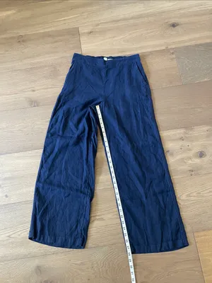 Joie Navy Blue Wide-Leg Pull-On Pants Size Medium 100% Linen thumbnail 5