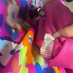 Adrienne Maxi Dress 1X Pink Floral Flower Power V-Neck Tiered Maximalist Bright thumbnail 7