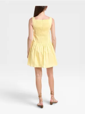 Julia Jordan Yellow Cotton Poplin Drop Waist Button Mini Dress Size 4 NWT thumbnail 3