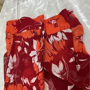 Cabi size M hot house red Orange blouse sheer floral button up long sleeve top thumbnail 5