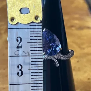 Natural Iolite Moissanite Sterling Silver Ring Size 6 thumbnail 9