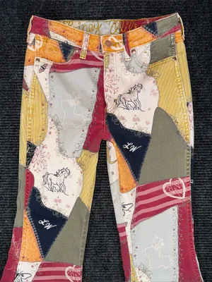 RARE Wrangler x Lainey Wilson Patchwork Sundown Flare Jeans Bell Bottoms 27x32 thumbnail 3