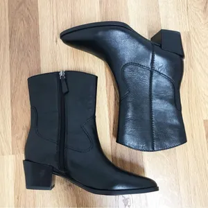 NATURALIZER Gaby Black Leather Western Midi Boot Bootie Block Heel Size 5‎ New thumbnail 7