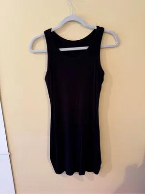 Classic Black Ribbed Tank Dress - Women's Casual Dress thumbnail 2