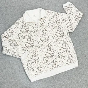 Aerie Leopard Print Oversized‎ Sweatshirt Cream Tan Beige Small Quarter Zip thumbnail 14