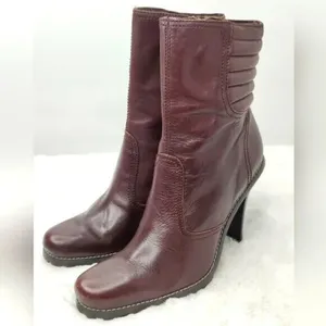 Steve Madden Vintage Brown Leather Heeled Booties Sz 7.5M thumbnail 4