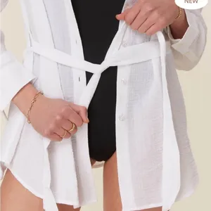 Andie The Corvo White Cotton Button Up Beach Cover Up Top XL‎ NWT thumbnail 5