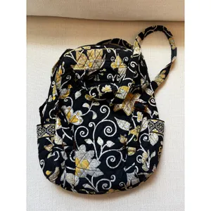 Y2K Vera Bradley‎ Backpack Yellow Bird Floral Retired Quilted Cotton Bag thumbnail 6