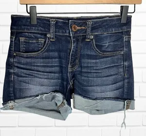 American Eagle Women's 2 Midi Rolled Hem Jean Shorts Super Stretch‎ Denim Café thumbnail 1