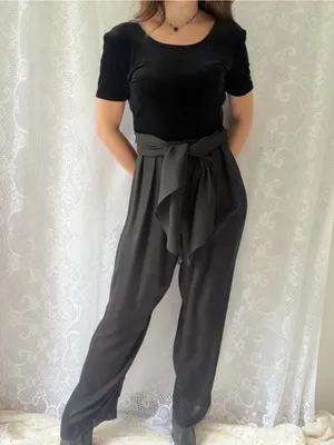 Vintage 90s CDC Black Velvet Wide Leg Jumpsuit Size 4 thumbnail 3