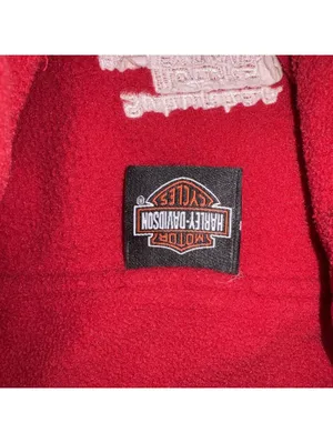 Harley-Davidson $80 Woman's Medium Embroidered Red Fleece Zip Front Vest thumbnail 5
