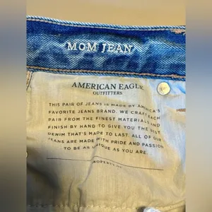 American Eagle Light Wash Distressed Denim Ripped Mom Jeans thumbnail 5