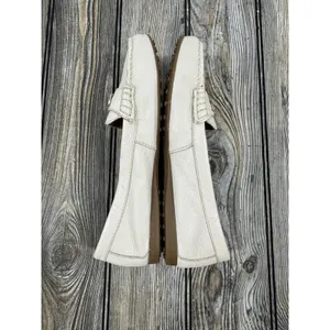 COACH Driving Loafers Fredrica Pebbled Leather Ivory Flats Slip On Womens 8B thumbnail 3