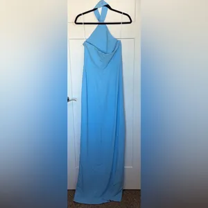 Amanda Uprichard Queen Halter Gown - Pacific thumbnail 3