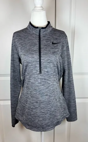 Nike Golf Dri-FIT Thermal Grid Quarter Zip Pullover Athleisure Large Gray thumbnail 1