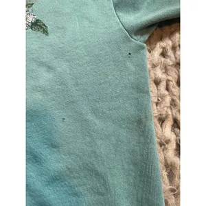 Vintage grandma collar sweatshirt white flower green size med thumbnail 3