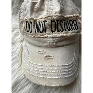 Beige Distressed 'Do Not Disturb' Baseball Cap [COPY] Black thumbnail 3