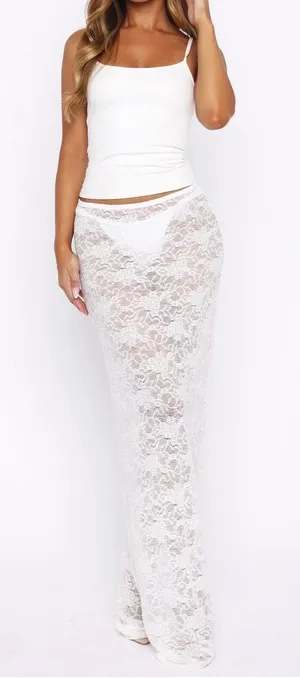 Lace maxi skirt White thumbnail 1