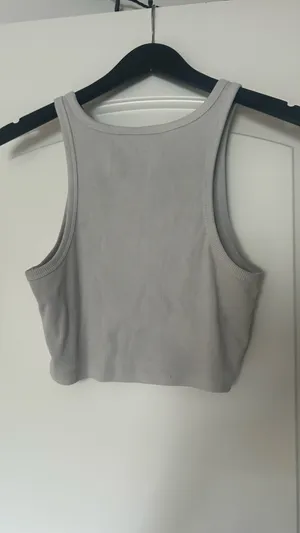wild fable Light Gray Ribbed Scoop Crop Tank thumbnail 2