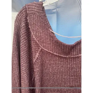 FREE PEOPLE We The Free Westend Purple Waffle Knit Thermal Top pocket Sz XS thumbnail 4