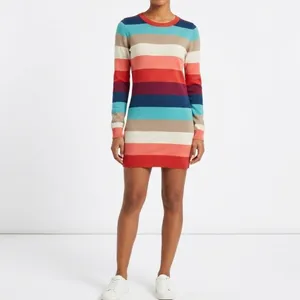 𝅺Vintage wool sweater dress SMALL pink blue Long Sleeve comfy cozy Hippie thumbnail 3