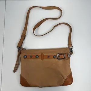 GIORGIA MILANI Crossbody‎ Bag Purse Shoulder Tan Italian Leather Western Conchos thumbnail 2