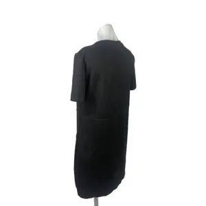 Zara Black Faux Suede Round Neck Short Sleeve Casual Mini T-Shirt Dress Size M thumbnail 8