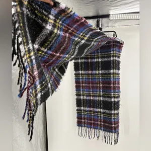 Urban Outfitters Women’s Fuzzy Purple Plaid Winter Layering Polyester Scarf thumbnail 8