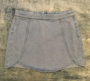 PacSun Light Wash Tulip Hem Back Zip 100% Cotton Denim Mini Skirt Size 27" thumbnail 1
