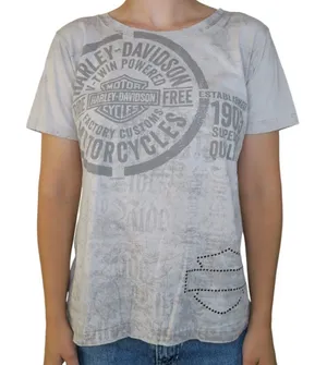 Y2K 2016 Harley Davidson Gold Stud Logo Shirt Gray Size L thumbnail 1