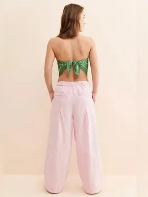Free People Lotta Love Linen Trousers Pink Rose Size 10 thumbnail 2