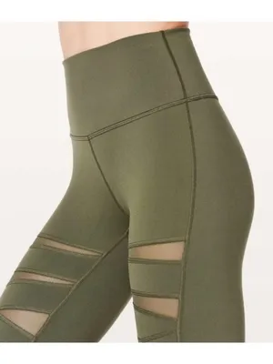 Lululemon Wunder Under Pant Hi-Rise Tech Mesh Sage 7/8 High-Waist Sheer Cut-Outs thumbnail 3