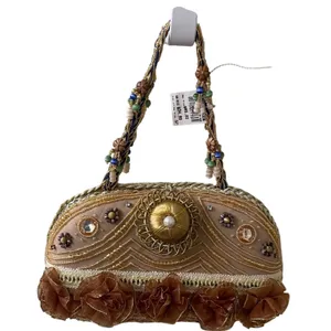 CEM NWT Beaded Evening Bag Purse Taupe Gold‎ Floral Embellished Clutch UNIQUE thumbnail 1