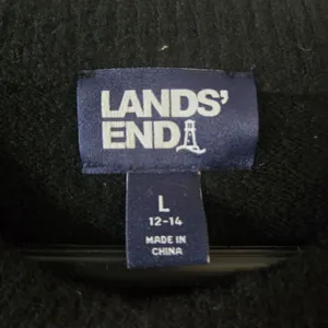 Lands’ End Sweater Dress Women L 12-14 Black Long Sleeve Crew Neck Midi NWOT thumbnail 3