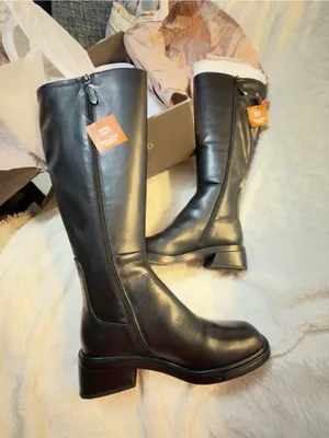 Franco Sarto NIB Giselle Wide Calf Flat Tall Boot Black Stretch Leather 6.5 M thumbnail 6