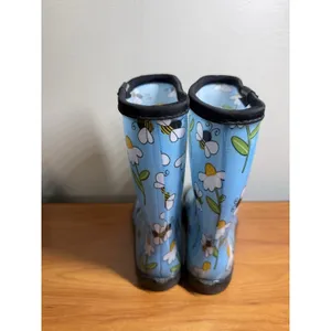 SLOGGERS Bumble Bee Flowers Daisy Print Blue Women's 6 Rain Boots Chore Garden thumbnail 3