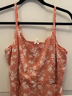 Maurices Pink White Floral Skater Sundress Women's Large Beach‎ Vacation thumbnail 1
