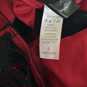 Frederick’s of Hollywood Dominatrix Red Black High Neck Thong Bodysuit Sz L thumbnail 3