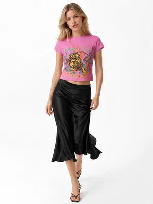 Urban Outfitters Pure Love Tiger Baby Tee Pink Y2K Graphic Crop Top Small thumbnail 4