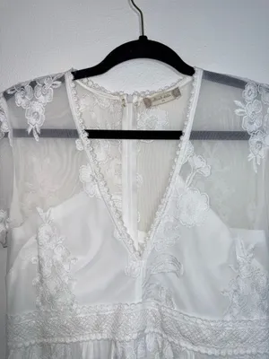 Altar’d State Nallah White Lace Maxi Dress V-neck Sheer thumbnail 2