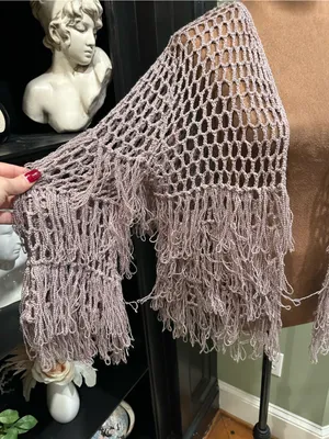 POL Lavender Fishnet Fringe Cardigan – Size Small (Fits S–L) thumbnail 4