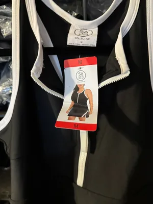 SA-E3 Collective Black Racerback Tank Dress with White Trim thumbnail 7