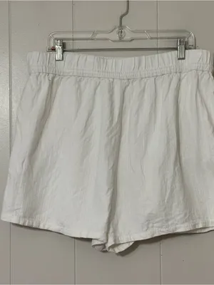 Maeve Anthropologie Linen Blend Pull-On Shorts White XL Drawstring Pockets thumbnail 4