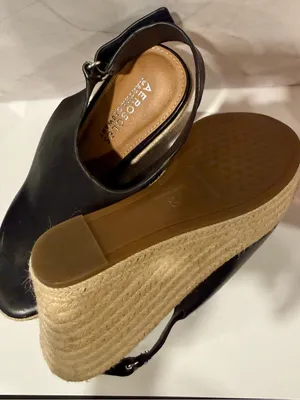Aerosoles X Martha Stewart | Leather Espadrille Peep Toe Wedges | Sz 8.5 thumbnail 3