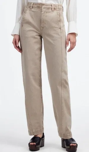 Madewell Tapered Denim Trouser Women's 27 High Rise Khaki Cotton Blend Jean thumbnail 1