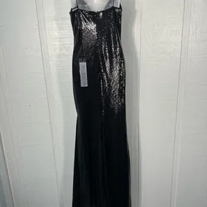 MAC DUGGAL Black Sequined Spaghetti Strap Mermaid Dress Size 4 NWOT thumbnail 7